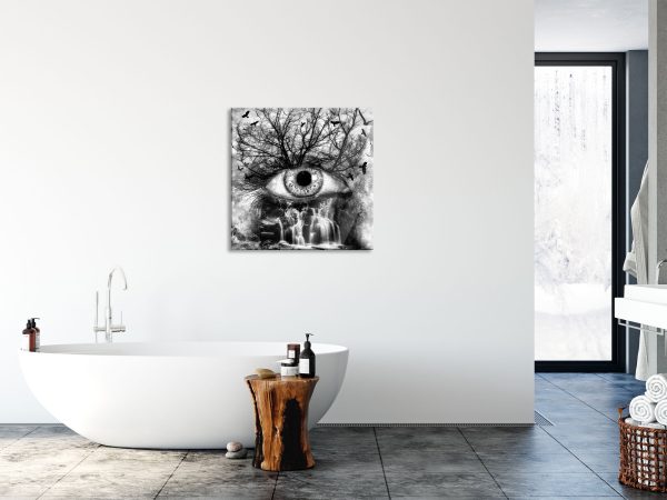 Auge verbunden mit Natur, Glasbild Quadratisch Zu verkaufen – Bild 4