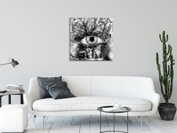 Auge verbunden mit Natur, Glasbild Quadratisch Zu verkaufen – Bild 2