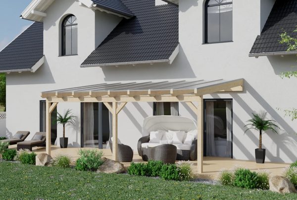 Terrassenüberdachung Holz 700x250cm Doppelsteg weiß Jetzt online – Bild 2