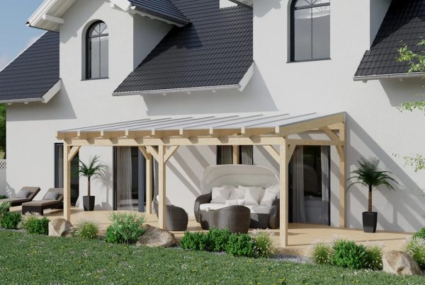 Terrassenüberdachung Holz 700x250cm Doppelsteg graphitgrau Online – Bild 3
