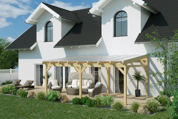 Terrassenüberdachung Holz 700x250cm VSG weiß Zu verkaufen – Bild 3