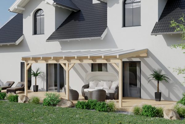 Terrassenüberdachung Holz 700x250cm Doppelsteg weiß Jetzt online