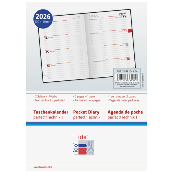 Taschenkalender Mod. perfect Technik I 2026 | A6, Kunstleder, schwarz Online-Verkauf – Bild 3