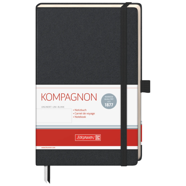 Notizbuch Kompagnon Klassik | A5, unliniert, Gummizugverschluss, schwarz Im Angebot – Bild 2