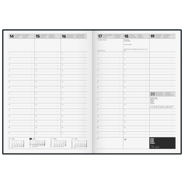 Buchkalender Mod. 781 2026 | A4, Kunststoff, schwarz Mode – Bild 2
