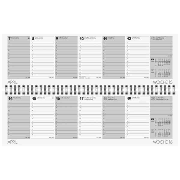 Querterminbuch Mod. 771 2026 | 326×102 mm, Karton, kupferfarben Verkauf – Bild 2