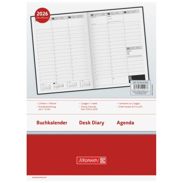 Buchkalender Mod. 781 2026 | A4, Kunststoff, schwarz Mode – Bild 3