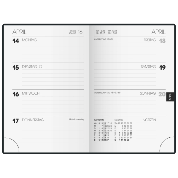 Taschenkalender Mod. 723 2026 | A7, Kunstleder, schwarz Online-Verkauf – Bild 2
